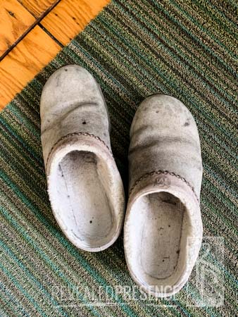Well worn winter shoes